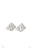 Paparazzi PLAID and Simple - Silver Clip On Earrings