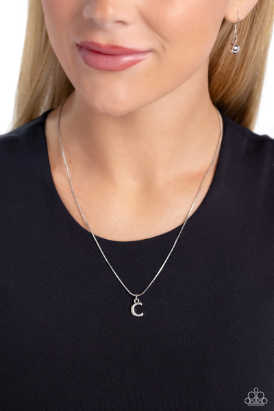 Paparazzi Seize the Initial - C - Silver Necklace