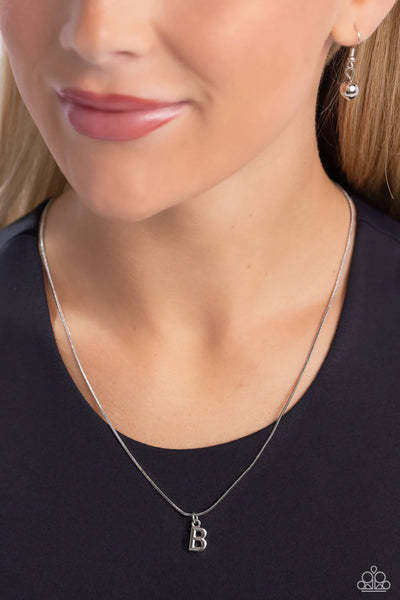 Paparazzi Seize the Initial - B - Silver Necklace