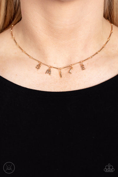 Paparazzi Say My Name - Gold Choker Necklace