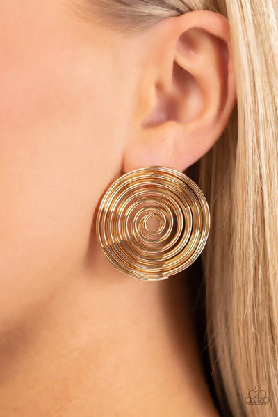 Paparazzi COIL Over - Gold Post Earrings