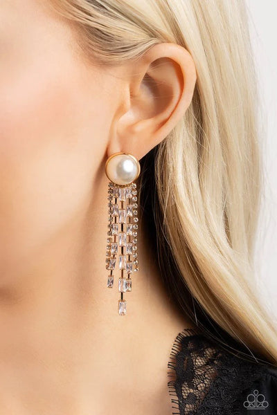 Paparazzi Genuinely Gatsby - Gold Post Earrings