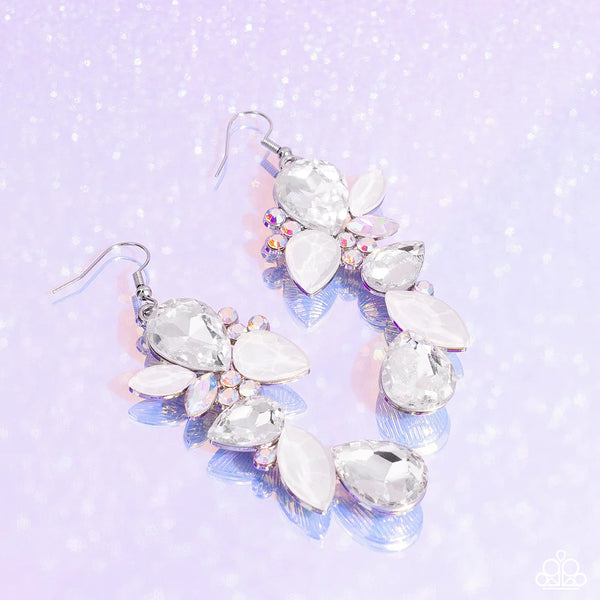 Paparazzi Fancy Flaunter - White Earrings