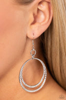 Paparazzi Spin Your HEELS - White Earrings