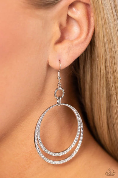 Paparazzi Spin Your HEELS - White Earrings