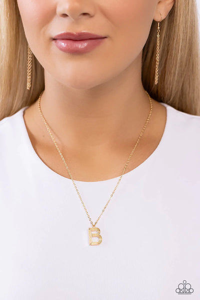 Paparazzi Leave Your Initials - B - Gold Necklace