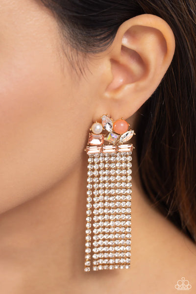 Paparazzi Horizontal Hallmark - Gold Post Earrings