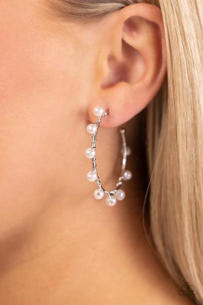 Paparazzi Night at the Gala - White Hoop Earrings