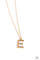 Paparazzi Leave Your Initials - E - Gold Necklace