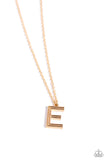 Paparazzi Leave Your Initials - E - Gold Necklace