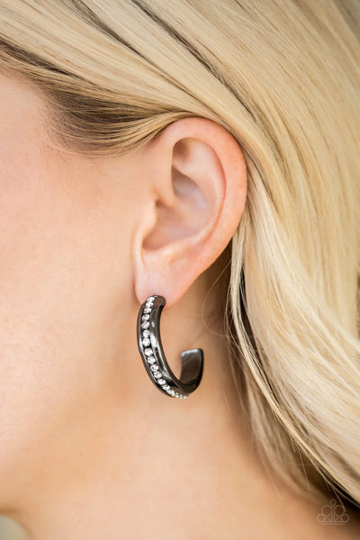 Paparazzi 5th Avenue Fashionista - Black Hoop Earrings