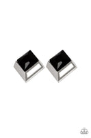 Paparazzi Stellar Square - Black Post Earrings