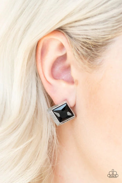 Paparazzi Stellar Square - Black Post Earrings