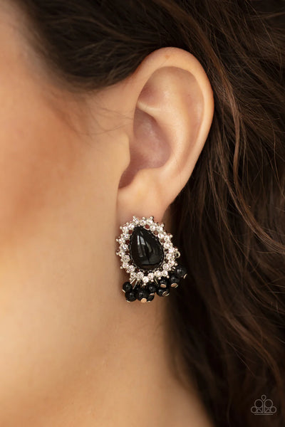 Paparazzi Castle Cameo - Black Post Earrings