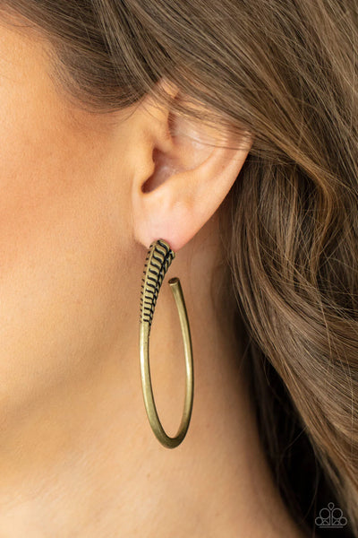 Paparazzi Fully Loaded - Brass Hoop Earrings