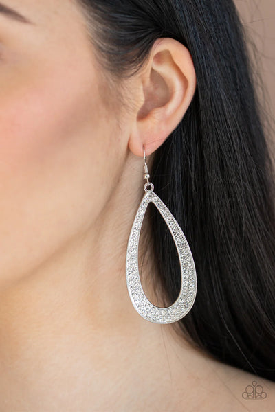 Paparazzi Diamond Distraction - White Earrings