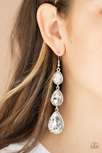 Paparazzi Metro Momentum - White Earrings