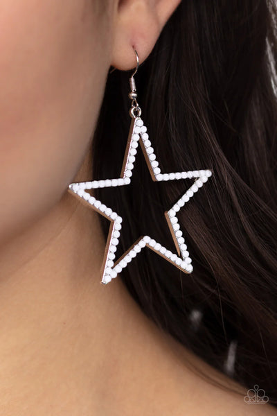 Paparazzi Count Your Stars - White Earrings