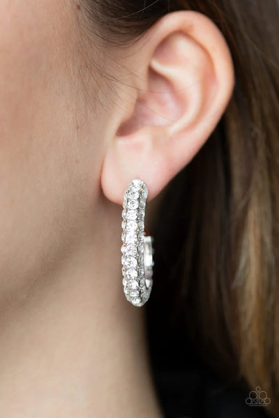 Paparazzi Dont Mind The STARDUST - White Hoop Earrings