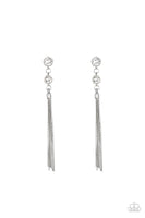 Paparazzi Tassel Twinkle - White Post Earrings