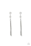 Paparazzi Tassel Twinkle - White Post Earrings