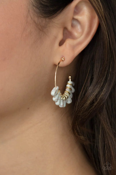 Paparazzi Poshly Primitive - White Hoop Earrings