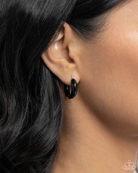 Paparazzi Pivoting Paint - Black Hoop Earrings