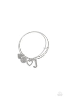 Paparazzi Making It INITIAL - J - Silver Bracelet
