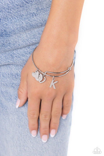Paparazzi Making It INITIAL - K - Silver Bracelet