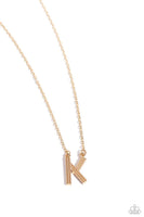 Paparazzi Leave Your Initials - K - Gold Necklace