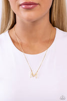 Paparazzi Leave Your Initials - M - Gold Necklace