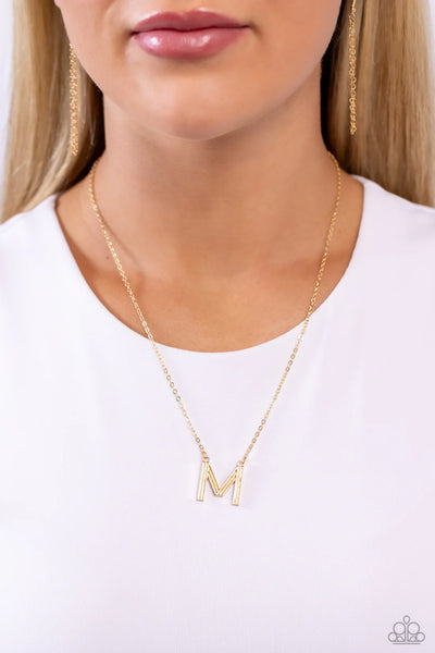 Paparazzi Leave Your Initials - M - Gold Necklace