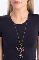 Paparazzi Flowering Fame - Gold Lanyard Necklace