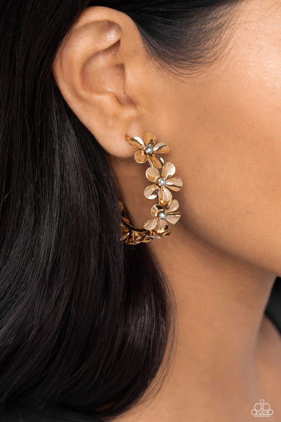 Paparazzi Floral Flamenco - Gold Hoop Earrings