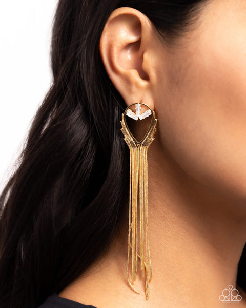 Paparazzi Elongated Effervescence - Gold Post Earrings