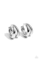 Paparazzi Textured Tremolo - Silver Hoop Earrings