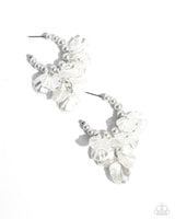 Paparazzi Frilly Feature - White Hoop Earrings
