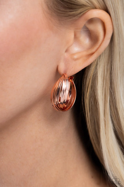 Paparazzi Curvy and Worthy - Copper Hoop Earrings