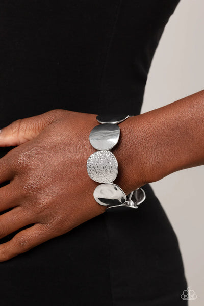 Paparazzi Rippling Record - Silver Bracelet