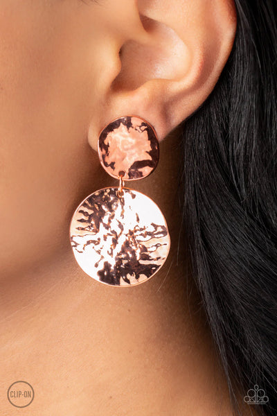 Paparazzi Rush Hour - Copper Clip-On Earrings