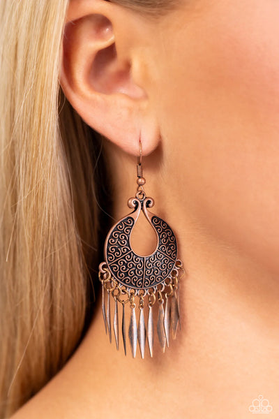 Paparazzi Tribal Charm - Copper Earrings