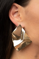 Paparazzi Modern Maverick - Gold Post Earrings