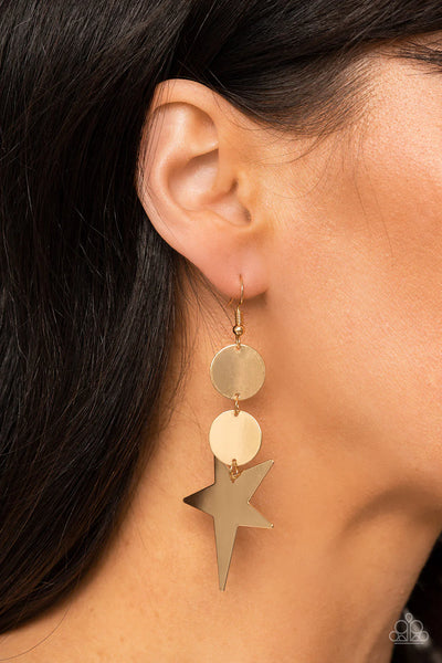 Paparazzi Star Bizarre - Gold Earrings