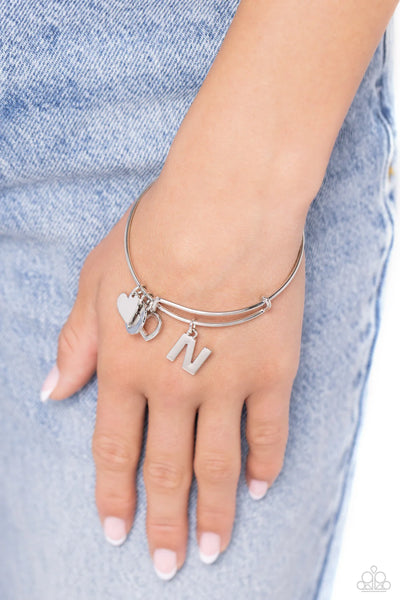 Paparazzi Making It INITIAL - N - Silver Bracelet
