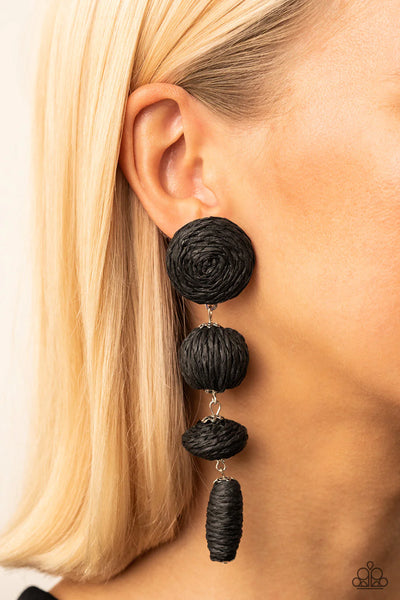 Paparazzi Twine Tango - Black Post Earrings