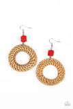 Paparazzi Wildly Wicker - Red Earrings
