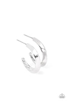 Paparazzi BEVEL Up - Silver Hoop Earrings