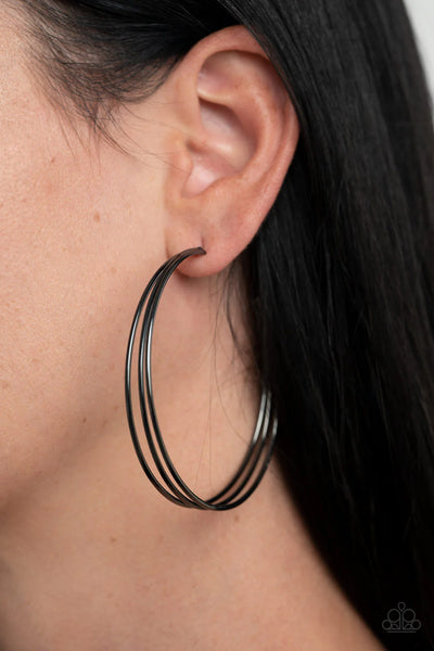 Paparazzi Rimmed Radiance - Black Hoops Earrings