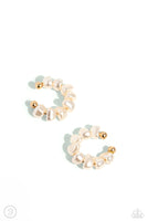 Paparazzi Prehistoric Pearls - Gold Cuff Earrings