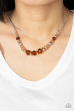 Paparazzi Turn Up The Tea Lights - Brown Necklace